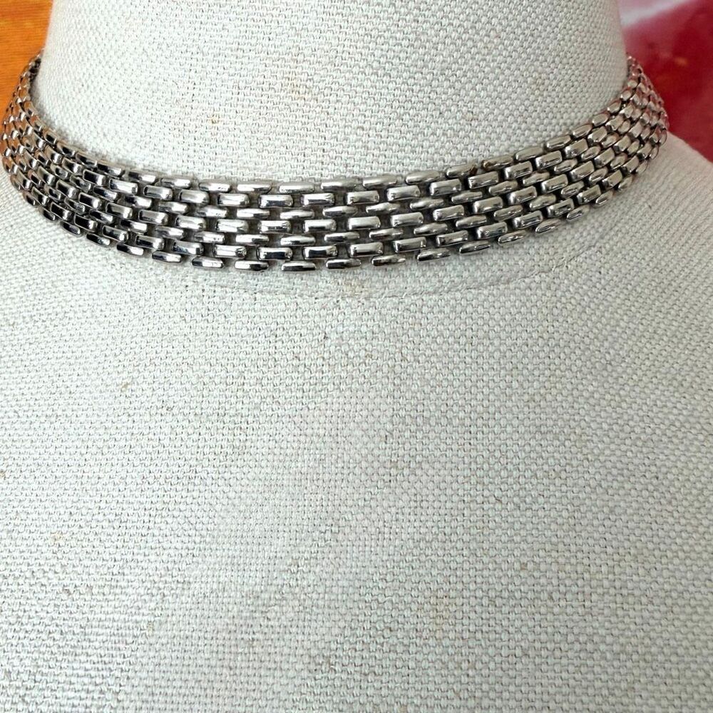 Vintage Panther Link Chain Necklace (Silver-Tone)